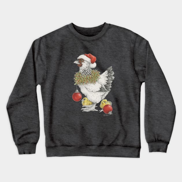 Christmas Chicken Crewneck Sweatshirt by hnewmanart